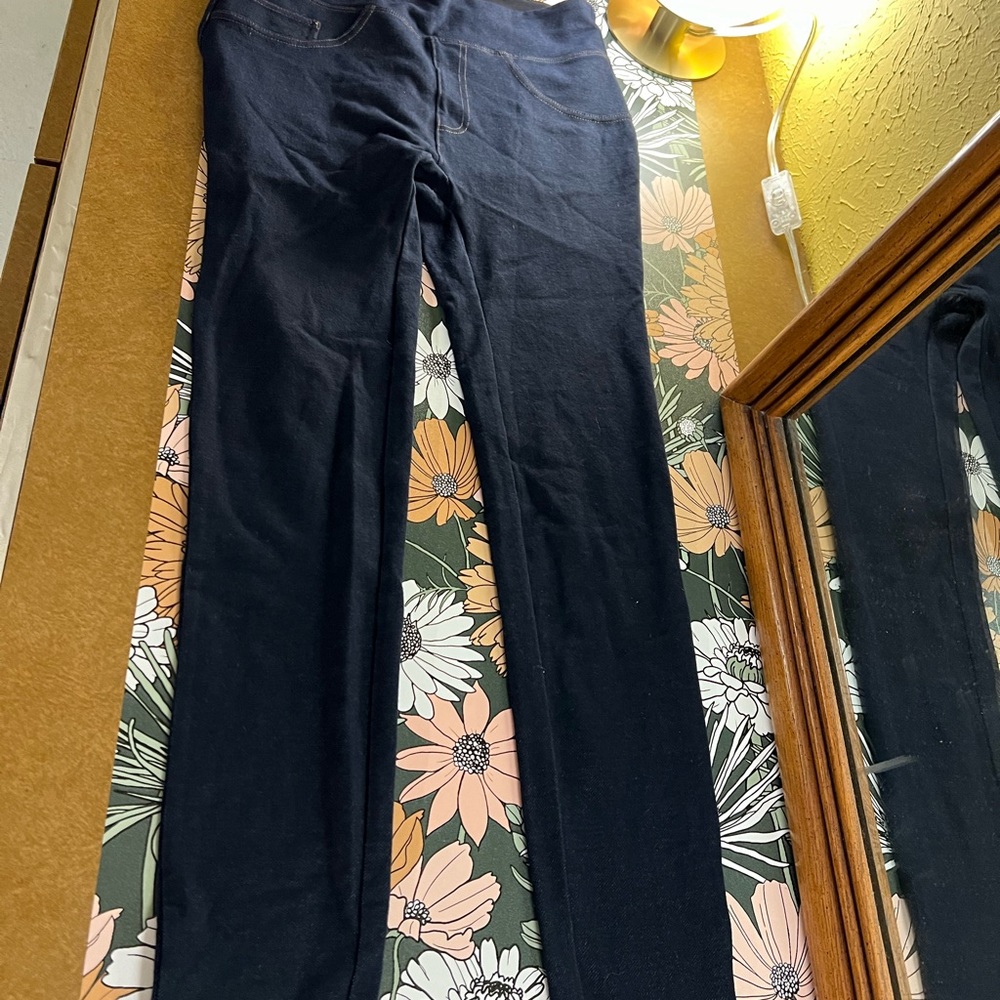 Spanx Leggings Denim Jeggings M RedHot LabelStructured Shaping Stretch worn once